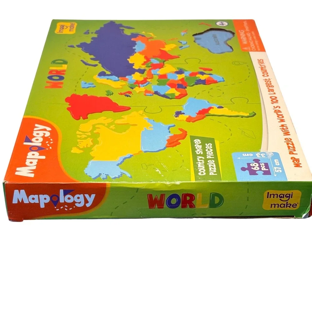 Imagimake Mapology World Map Puzzle Kids OS Multicolor Good 68pc Foam Puzzle